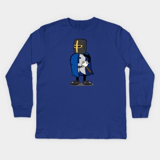 Teutonic Knight Cartoon (Player 1 colors, blue) Kids Long Sleeve T-Shirt